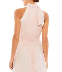Mac Duggal High Halter Bow Turtleneck Sleeveless A-Line Gown