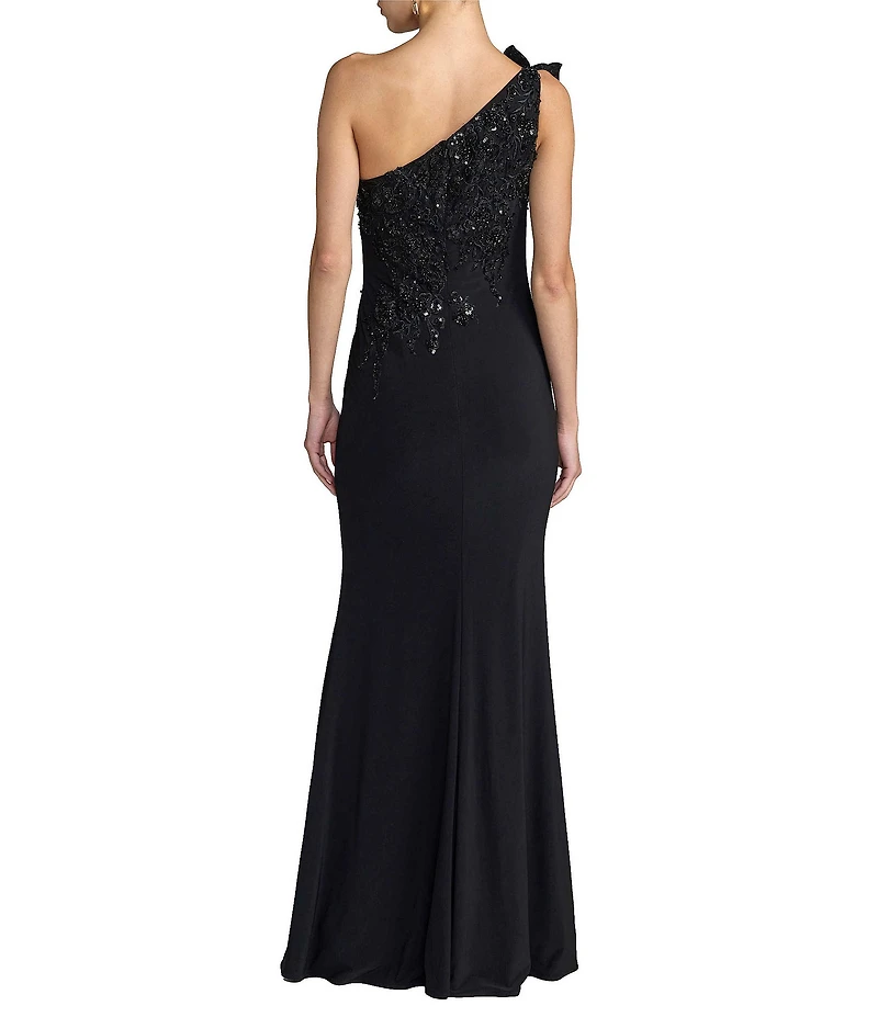 Mac Duggal Jersey One Shoulder With Flower Details Gown