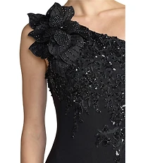 Mac Duggal Jersey One Shoulder With Flower Details Gown