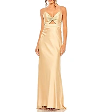 Mac Duggal Knot Front Keyhole Detail Satin Dress