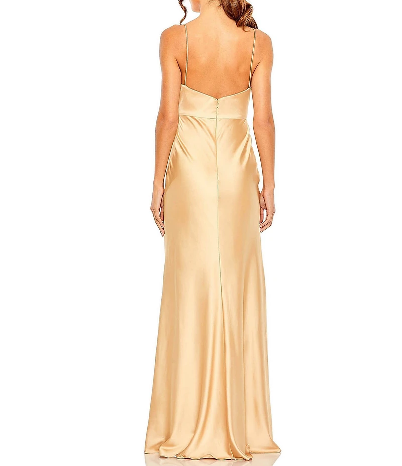 Mac Duggal Knot Front Keyhole Detail Satin Dress