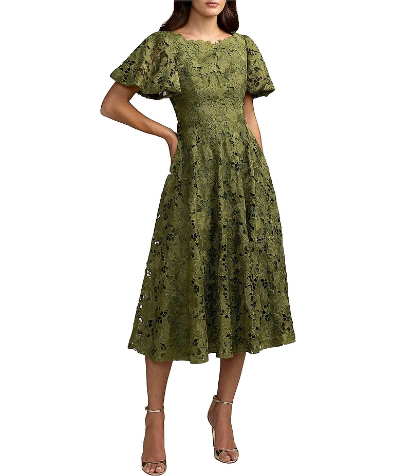 Mac Duggal Lace A-Line Midi Dress