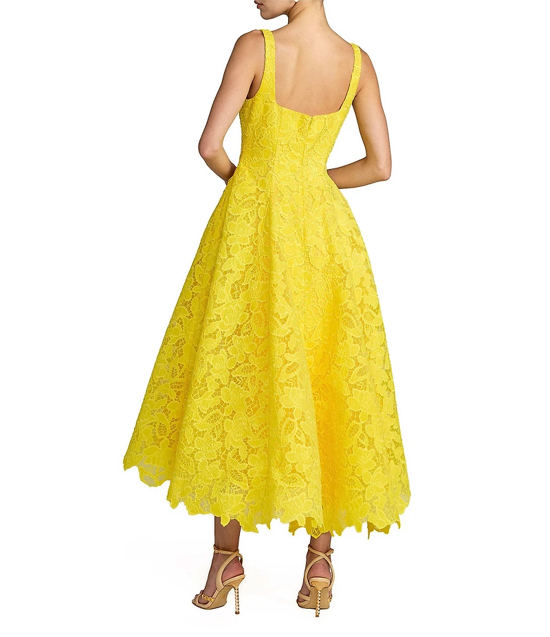 Mac Duggal Lace Sleeveless Scoop Neck Midi Dress With Pockets