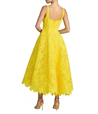 Mac Duggal Lace Sleeveless Scoop Neck Midi Dress With Pockets