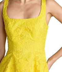 Mac Duggal Lace Sleeveless Scoop Neck Midi Dress With Pockets