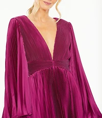 Mac Duggal Long Flare Sleeve Pleated Dress