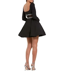 Mac Duggal Long Sleeve Crepe Mini Dress
