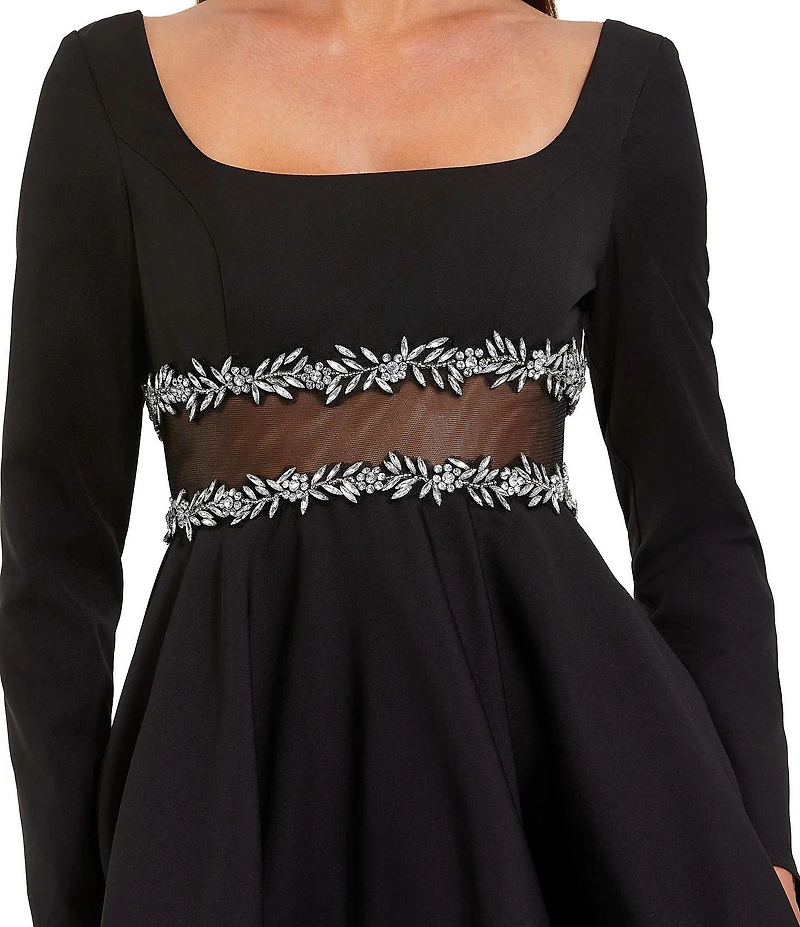 Mac Duggal Long Sleeve Crepe Mini Dress