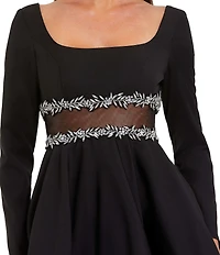 Mac Duggal Long Sleeve Crepe Mini Dress