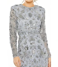 Mac Duggal Long Sleeve Embellished Column Gown