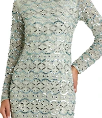 Mac Duggal Long Sleeve Embellished Dress