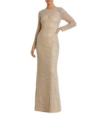 Mac Duggal Long Sleeve Embellished Gown