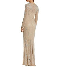 Mac Duggal Long Sleeve Embellished Gown