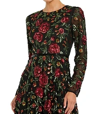 Mac Duggal Long Sleeve Embroidered Gown