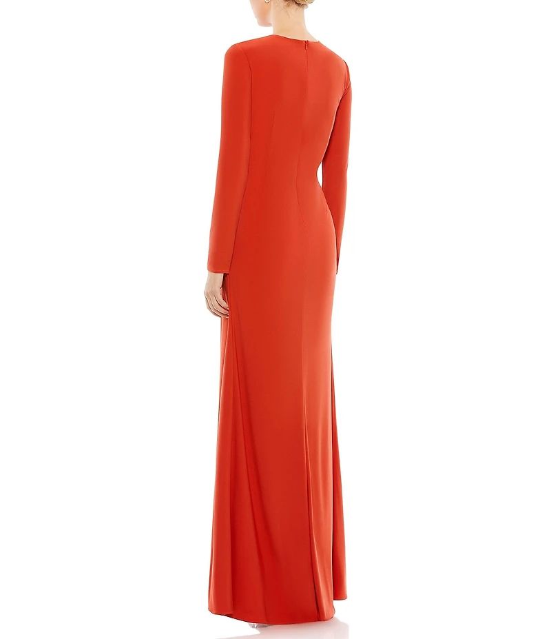 Mac Duggal Long Sleeve Keyhole Draped Gown