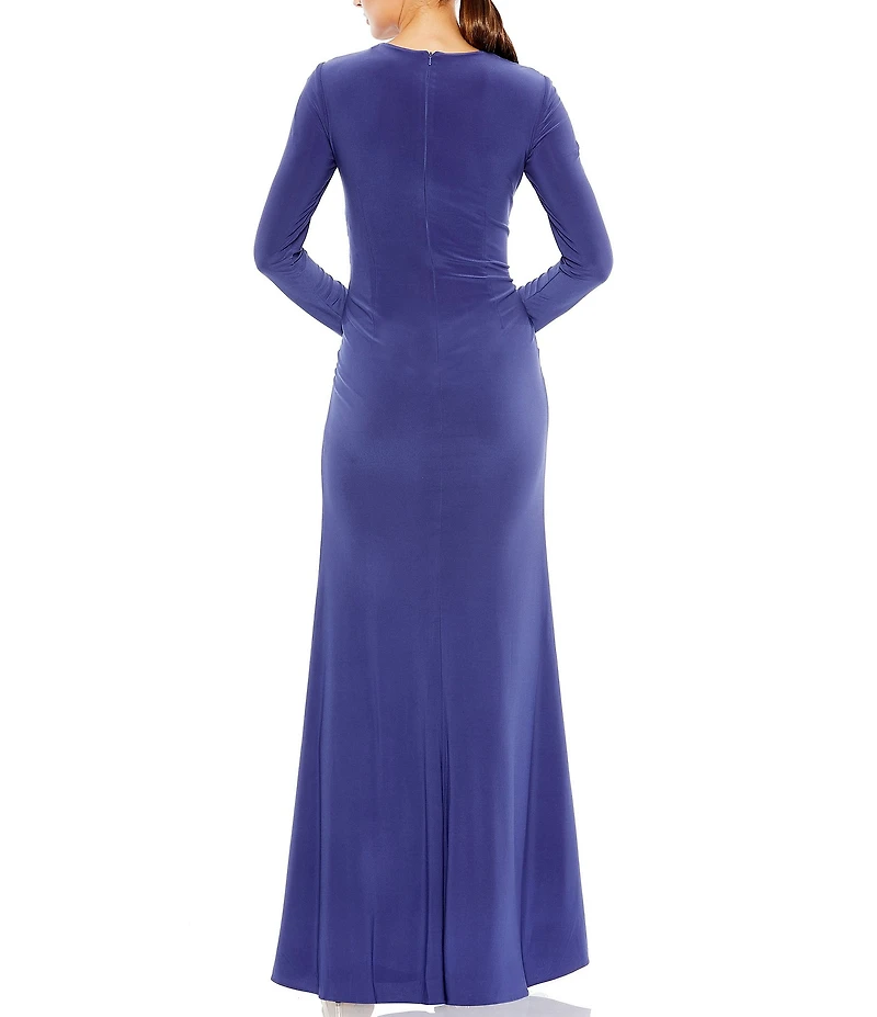 Mac Duggal Long Sleeve Keyhole Draped Gown