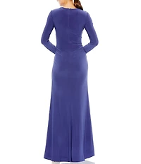 Mac Duggal Long Sleeve Keyhole Draped Gown