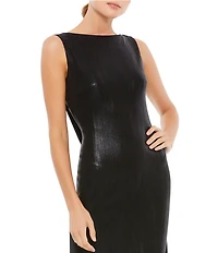 Mac Duggal Metallic Boat Neck Sleeveless Cowl Open Back Detail Mermaid Gown