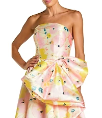 Mac Duggal Mikado Strapless Bubble Hem Side Bow Slit Ballgown