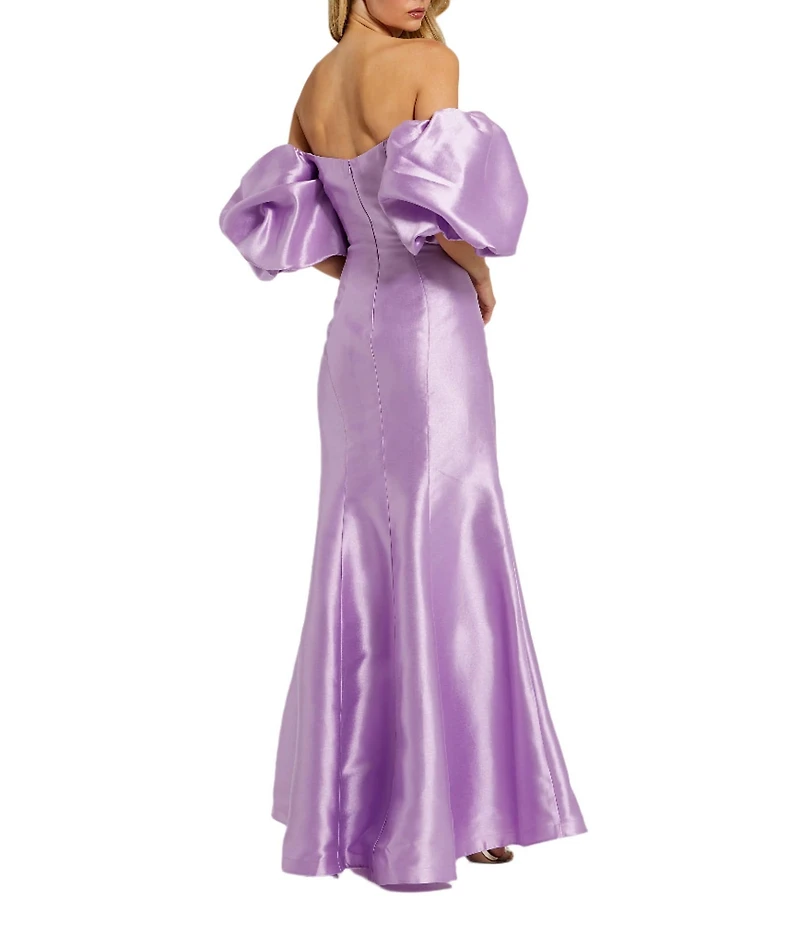 Mac Duggal Off-The-Shoulder Puff Short Sleeve Mermaid Gown
