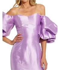 Mac Duggal Off-The-Shoulder Puff Short Sleeve Mermaid Gown