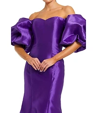 Mac Duggal Off-The-Shoulder Puff Short Sleeve Mermaid Gown