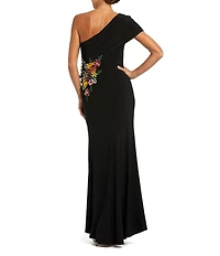 Mac Duggal One Shoulder Beaded Jersey Gown