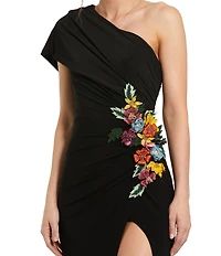 Mac Duggal One Shoulder Beaded Jersey Gown
