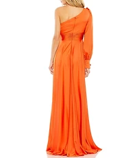 Mac Duggal One Shoulder Bishop Sleeve A-Line Gown