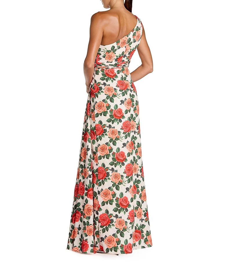 Mac Duggal One Shoulder Charmeuse Column Gown