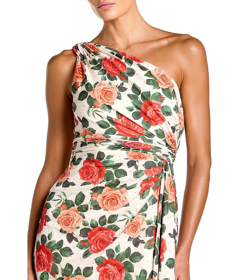 Mac Duggal One Shoulder Charmeuse Column Gown