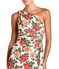 Mac Duggal One Shoulder Charmeuse Column Gown