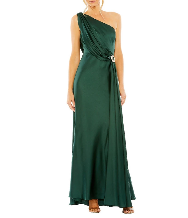 Mac Duggal One Shoulder Column Gown with Drape