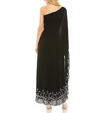 Mac Duggal One Shoulder Embellished Trapeze Gown