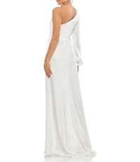 Mac Duggal One Shoulder Long Sleeve Sheath Gown