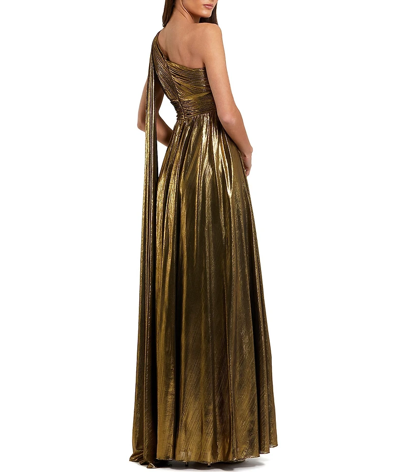Mac Duggal One Shoulder Metallic Stretch Gown