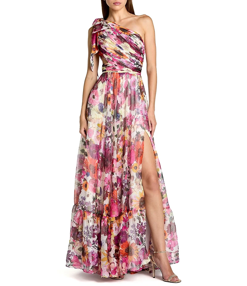 Mac Duggal One Shoulder Side Cut Out Gown With Slit