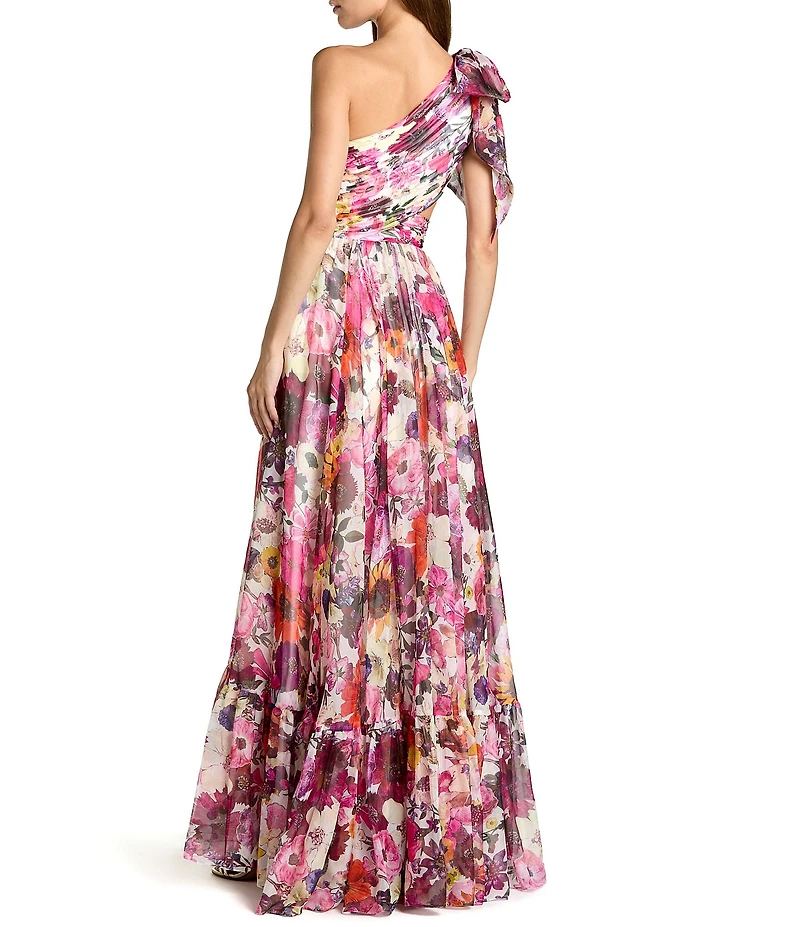 Mac Duggal One Shoulder Side Cut Out Gown With Slit