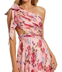 Mac Duggal One Shoulder Side Cut Out Gown With Slit