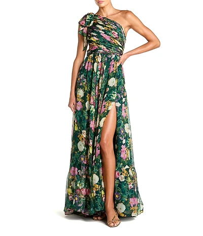Mac Duggal One Shoulder Side Cut Out Gown With Slit