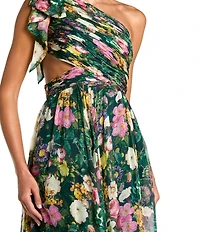 Mac Duggal One Shoulder Side Cut Out Gown With Slit