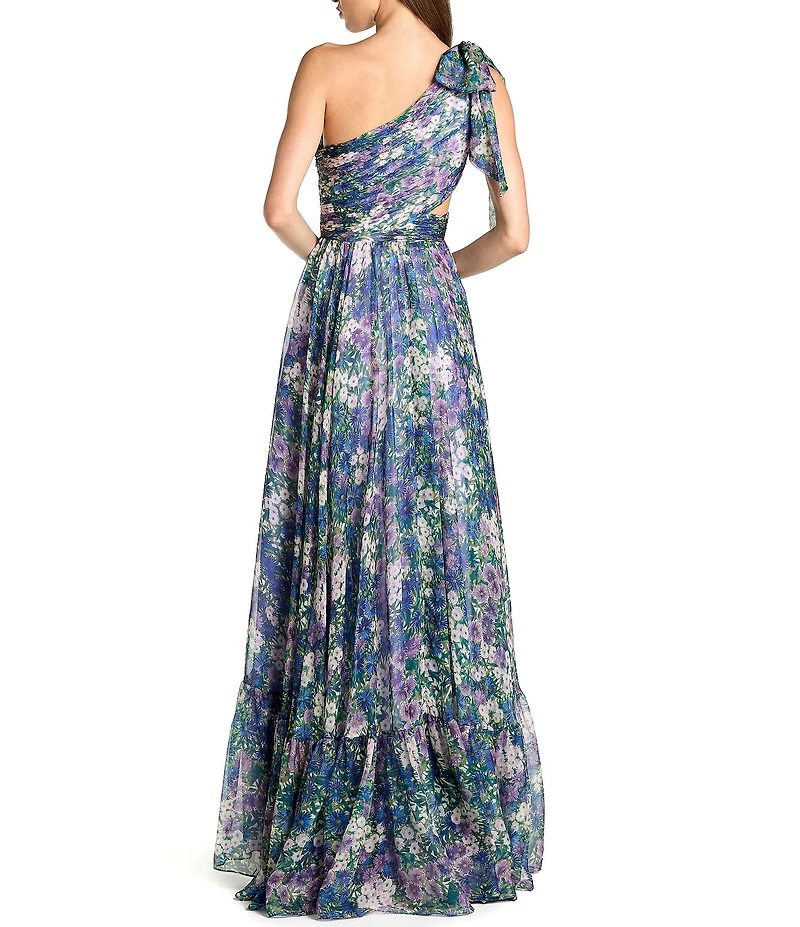 Mac Duggal One Shoulder Side Cut Out Gown With Slit