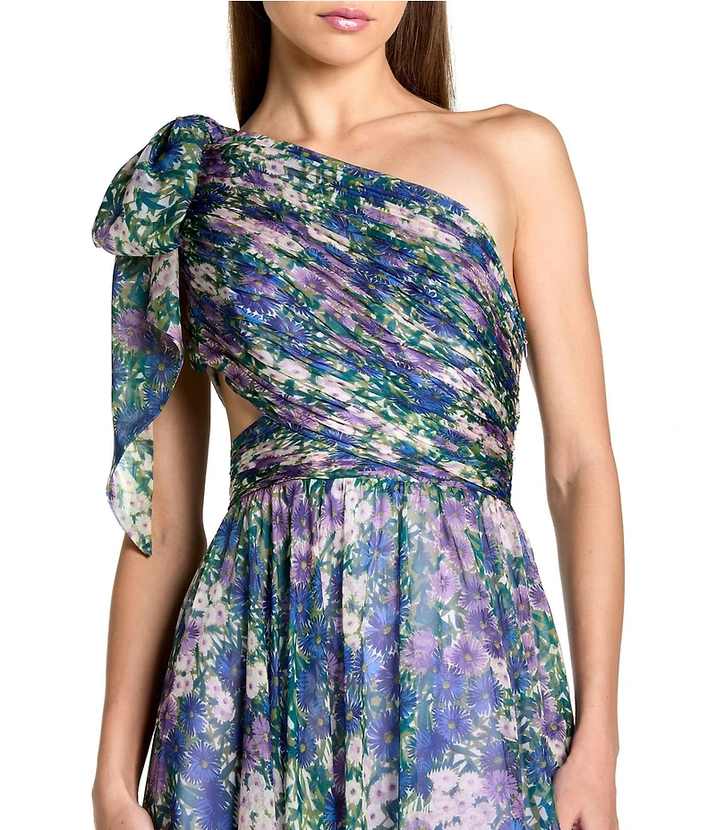 Mac Duggal One Shoulder Side Cut Out Gown With Slit