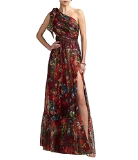 Mac Duggal One Shoulder Side Cut Out Gown With Slit