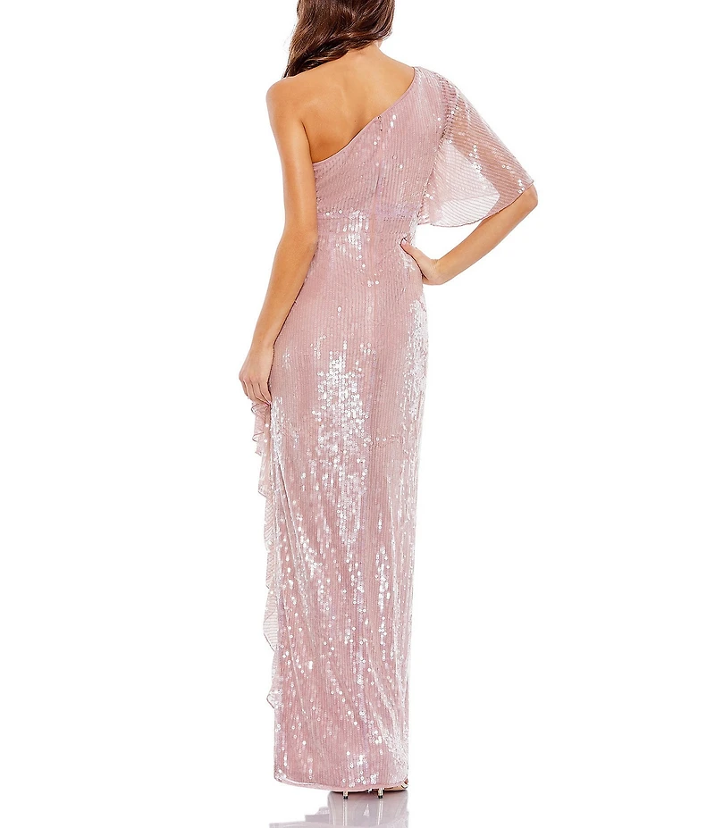 Mac Duggal One Shoulder Side Cut Out Sequin Dress
