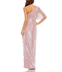 Mac Duggal One Shoulder Side Cut Out Sequin Dress