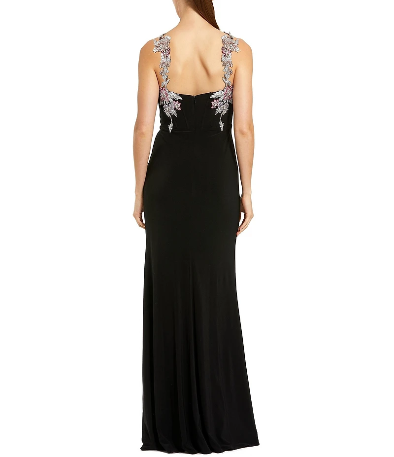 Mac Duggal One Shoulder With Beaded Flowers Jersey Gown