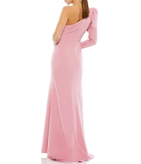 Mac Duggal One Sleeve Sheath Crepe Mermaid Gown