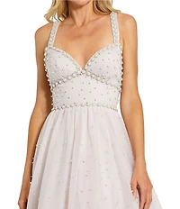 Mac Duggal Pearl Beaded High Low Ball Gown