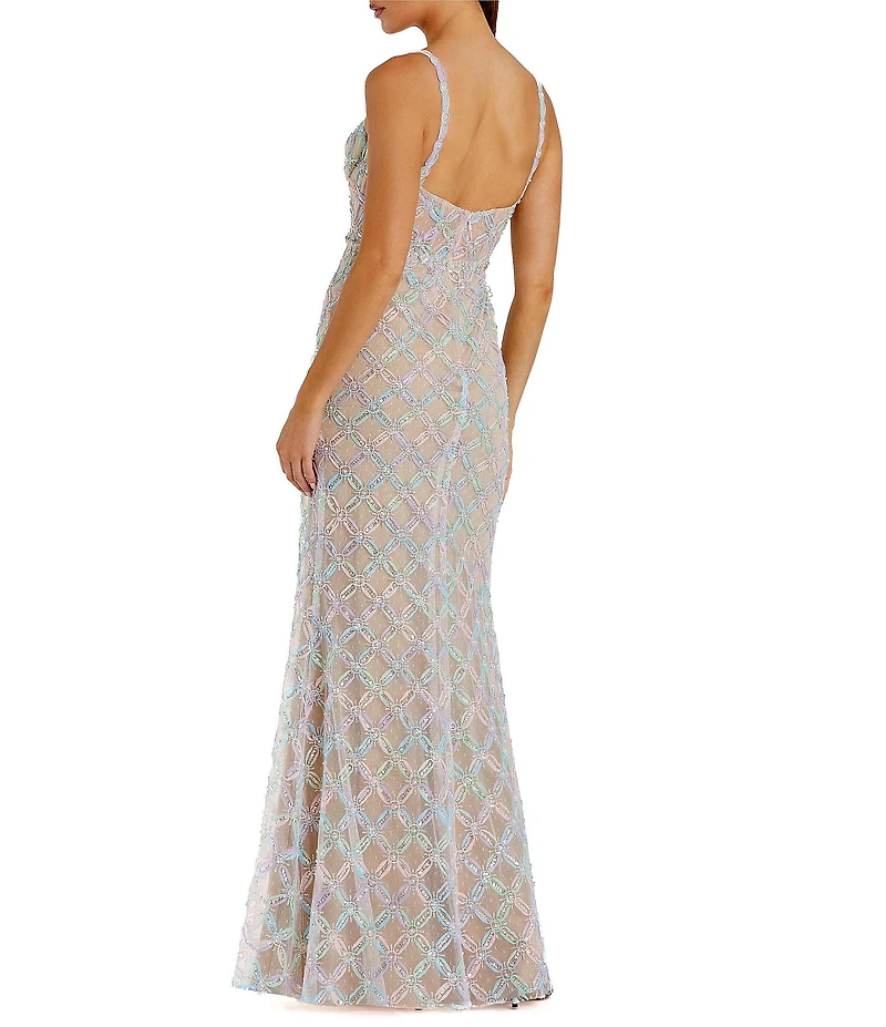 Mac Duggal Pearl Embellished Sleeveless Bustier Gown